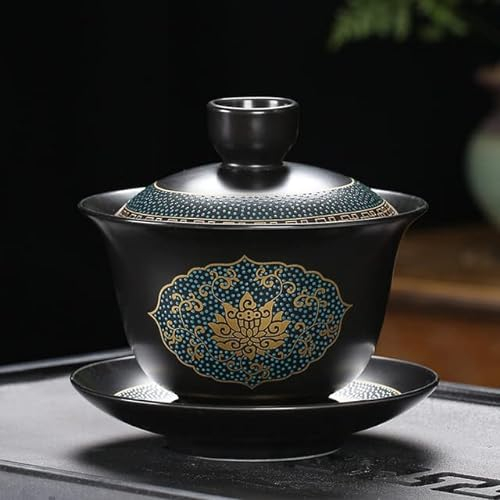 Set da tè Cinese Tazze da tè Classiche Zuppiera 180 ml Coperchio Ciotola Piattino Tazza da tè Tradizionale Fatta a Mano