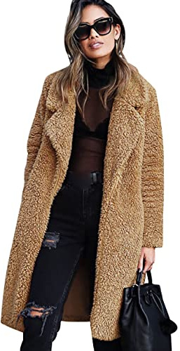 Giacca Pile Donna Teddy Cappotto Lungo Termica Sherpa Fleece Jacket Invernale Giubbotto Peloso Orsetto Pelosa S