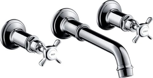 hansgrohe AXOR Montreux 3-Loch Waschtischarmatur Unterputz, Wandmontage, 16532800, Farbe: Edelstahl Optic