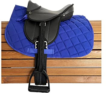 German Riding Sattelset Little Star Sonderedition (schwarz blau) | Shetty Sattel - Shettysattel - idealer Holzpferd Sattel - Holzpferd Zubehör