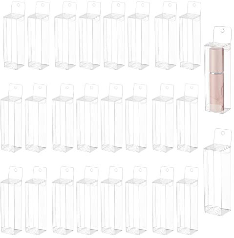 NBEADS 30 Stück Hängende Transparente Geschenkboxen, 2.5x2.5x8.7 cm Klare Süßigkeitenschachtel Rechteck PVC Favor Boxen für Süßigkeiten Schokolade Weihnachtshochzeit Ornamente Geschenke