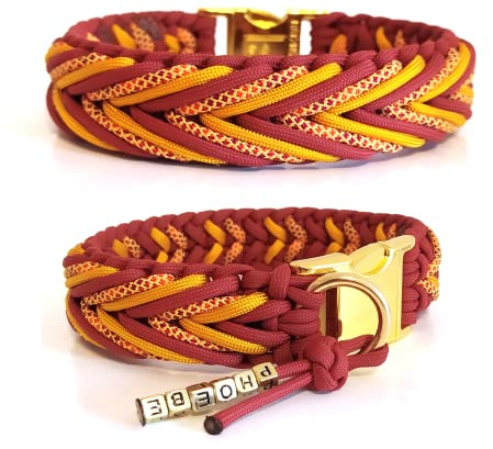 Hundehalsband geflochten aus Paracord. Stabil, langlebig und perfekt für deinen Hund! Auf Wunsch personalisiert mit Gravur und weiteren Extras. Muster: Arrow