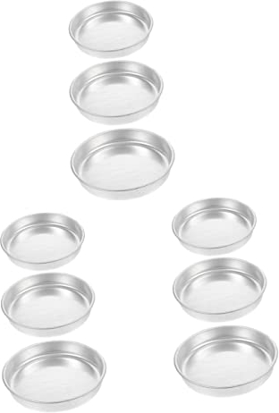 OQHAIR 12 Pcs Metal Round Tray Nonstick Bakeware Metal Serving Tray Serving Tray Round Pancake Baking Tray Pizza Baking Dish Mini Tart Pan Pancake Oven Tray Pancake Baking Pan Metal Plate