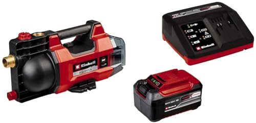 Einhell Pompe d’arrosage sans fil AQUINNA 18/28 Power X-Change (18V, débit max. 2 800 L/h, refoulement max. 25 m, modes ÉCO/BOOST, protections antisurcharge et antigel) avec Chargeur et Batterie 5,2Ah