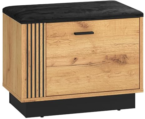 Lomadox Flur Garderobe Diele Schuhbank Bank Schrank Schuhschrank 60cm, in Gold Craft Eiche
