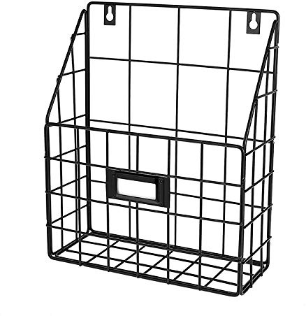 INTCHE Draht Post Korb - ein der Wand Befestigter HäNgender Ordner/Dokumenten Organisator - Wirtschaftliches und Einfach zu Installierendes Fach für Haus BüRo und Mehr (1 Platz)