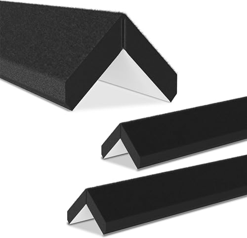 Aeco Sound® Kantenschutz selbstklebend – 3er-Set | 30 cm Lang x 4 cm Breit | Akustikfilz Schwarz, extra stabil 9mm – Eckenschutz & Aufprallschutz im Winkelprofil