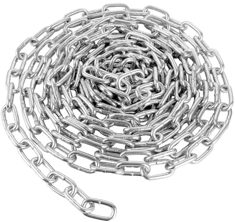 WOPPLXY Chaine Acier, Chainette Metal Robustes 6m Ø 6mm, Chaîne Acier Galvanisé pour Corde à Linge, Décoration DIY, Plantes Suspendues, Antivol De Vélo