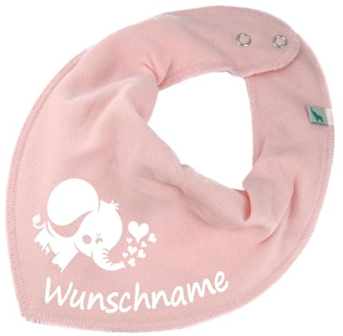 HALSTUCH mit Namen oder Text personalisiert für Baby oder Kind aus Baumwolle in Einheitsgröße Elefant