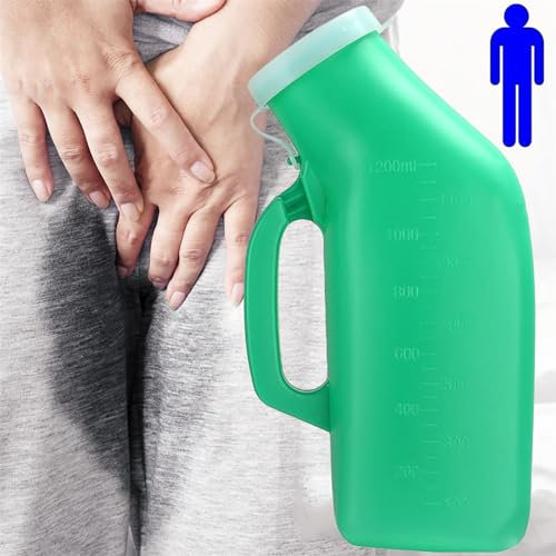 Urinflasche for Männer, Urinflasche for Männer, mit Deckel, 1200 ml dick, tragbare Urinflasche, kleine Flasche for Männer, auslaufsicher, for Auto, ältere Menschen, Notfall, Reisen und Camping, Dicke