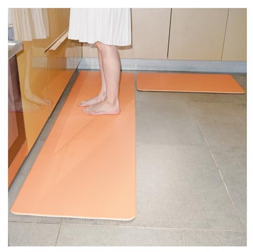 Küchenmatte, gepolstert, 0,31 Zoll, rutschfest, wasserdicht, ergonomisch, bequem, Stehmatte for Küche, Boden, Büro, Waschbecken, Wäscherei(Color:Orange,Size:45x75CM17.7x29.5in)