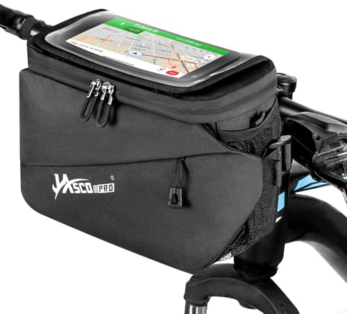 JASCOPRO 4.5L Borsa da Manubrio Bici, 3in1 Borsa Anteriore per Bicicletta Borsa per Bicicletta Anteriore Borsa da Manubrio per Bicicletta Nero
