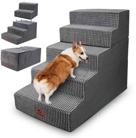 Hundtrappor för små hundar, hundsteg för säng och soffa, vikbara husdjurstrappor, hundramp med halkfri botten, husdjursramp med avtagbart tvättbart överdrag, halkfri botten, balanserade husdjursramper