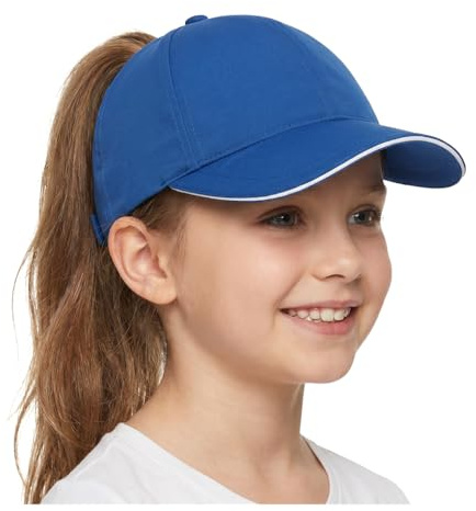YAMEE Berretto da Baseball Estivo per Bambina Asciugatura Rapida Impermeabile,Cappello da Baseball Ragazze Leggero Regolabile Anti-UV,Cappellino Baseball con Visiera Cappelli Coda di Cavallo,Running