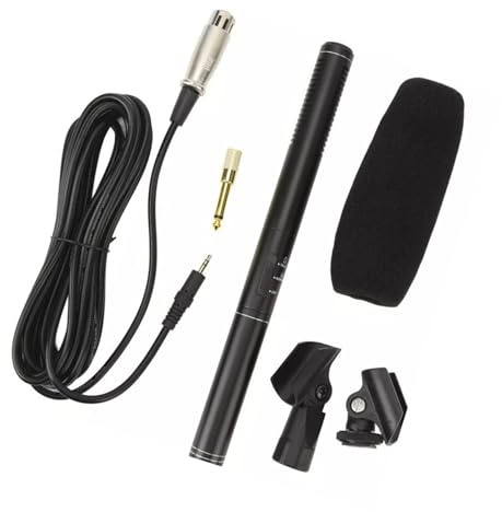 Professionelles Interviewmikrofon, Kabelgebundenes Richtmikrofon mit XLR-Kabel und Windschutz für Videokameras