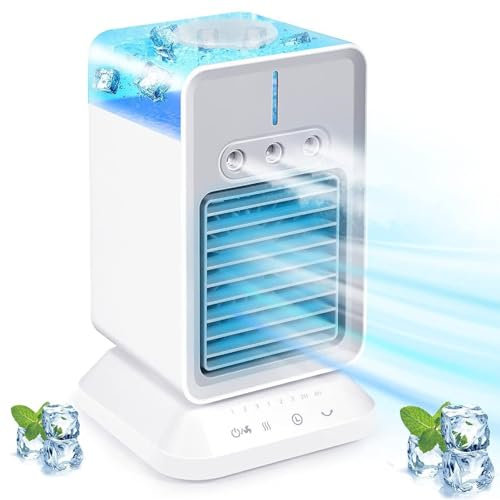 Condizionatore Portatile per Auto, 3 Livelli 300ML Condizionatori Portatili a 360 Gradi per Auto Condizionatore Portatile per Auto Utilizzato con Acqua Ghiacciata per Camera,