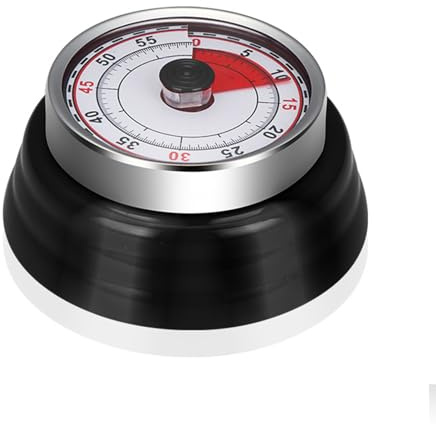 KüChentimer Eieruhr Mechanisch Kurzzeitwecker KüChe Magnetisch Magnetisch Am KüHlschrank Zu Befestigen Roter Mechanischer Timer FüR Das Neue Jahr FüR KüChe, Kochen, Backen(1-60 Minuten) (Schwarz)