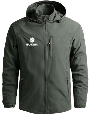 SPONYBORTY Chaqueta de hombre Su-ZUki Sudadera con capucha impermeable Abrigo a prueba de viento al aire libre Ropa deportiva gimnasio/C/L