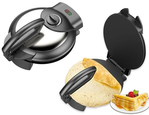 Máquina Para Hacer Tortillas Eléctrica De 12 Pulgadas, Máquina De Crepé Antiadherente De Acero Inoxidable De 1500 W Con Mango Ajustable, Prensa De Tortillas Multiusos Para Restaurantes, Cafeterías