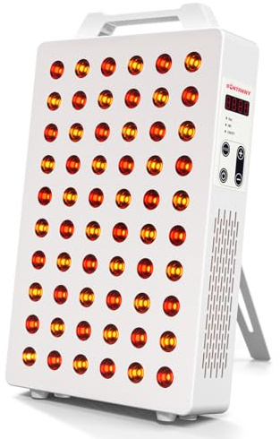 BONTANNY Red Light Therapy, 630/660/810/830/850nm 5 Wavelengths Red Near Infrared Light Device with 60 Dual Chip Clinical Grade LEDs, Remote Control, Timer for Face, Body, Pain Relief, BO-300 (White)