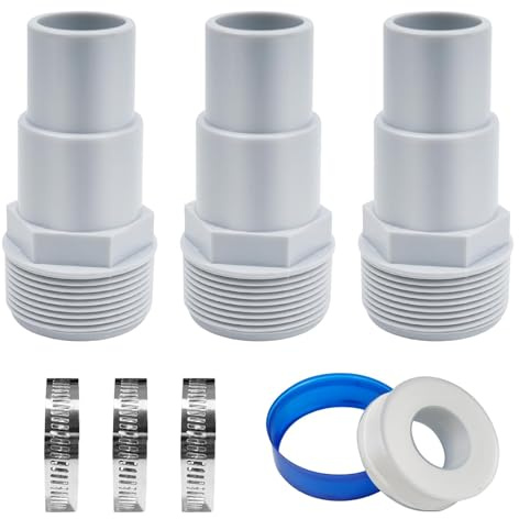 ACAREY Poolschlauchadapter Set mit 3 Schlauchschellen, Pool Zubehör für Hayward/Intex/Bestway Pool (1 Set)