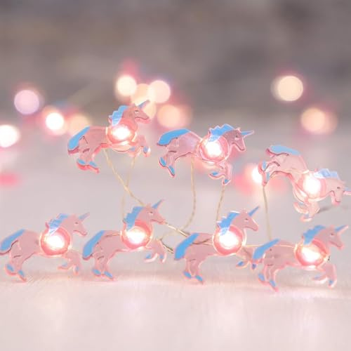 Einhorn Lichterketten,Led Lichterkette Batterie,Lichterkette Außen Batteriebetrieben,LED Lichterkette Einhorn Design Batteriebetrieben Deko für Garte
