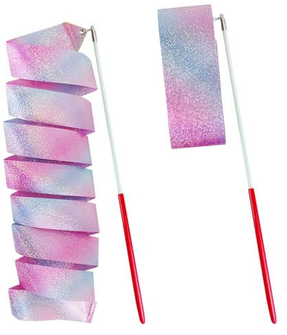 REEKNOKOL 2 Pezzi di Nastro da Ginnastica, Nastri da Danza da 78,7 Pollici per Bambini, Nastro da Ginnastica Ritmica, Nastro da Danza per Bambini, Adatto per Ginnastica Artistica da Ballo (Rosa)