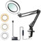 10X Magnifying Glass with Light and Stand, LED Magnifying Desk Lamp with Clamp,72LEDs & 5 Color Modes Magnifier Desk lamp,for Craft Work Reading Sewing Painting Repair Crafts-Black