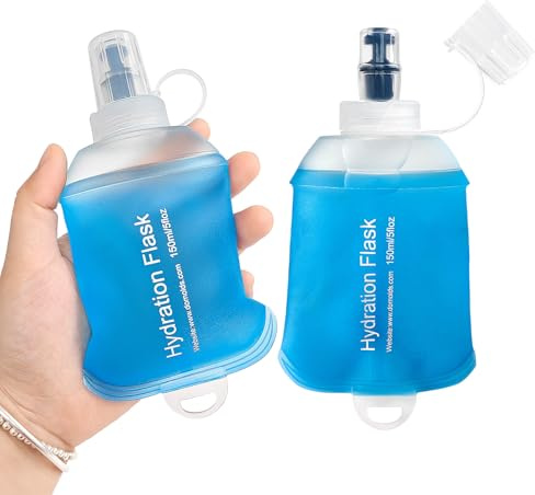 GYGYL Lot de 2 flasques souples en TPU pour sac d'hydratation, gilet de course, bouteille d'eau pliable anti-fuite pour randonnée, cyclisme, escalade, jogging - Bleu