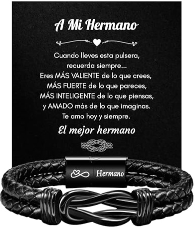TERRISHE Regalo para un Hermano Pulsera Hombre Regalos Originales para Hombre Regalos Hermano Cumpleaños Pulsera de Cuero Navidad Graduación Aniversario