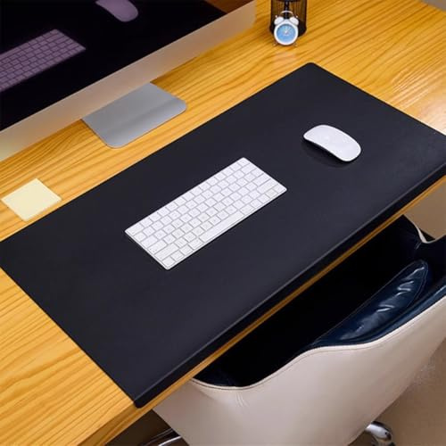 Schreibtischunterlage mit Kantenverriegelung, groß, wasserdicht, PU-Leder, Tischmatte mit Kantenschutz, rutschfeste Schreibunterlage für Büro, Zuhause, Arbeit, Studium, Tippen (Schwarz, 100 x 50 cm)