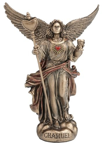 Veronese Design Chamuel der Erzengel der Liebe, Polystein, handbemalt, Bronze-Finish, Sammelfigur, Heimdekoration, 9,5 cm
