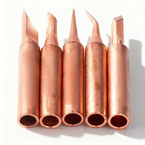 Lötkolben Spitzen Set - Lötkolbenspitzen 4mm, 6mm, 8mm, langlebiges Kupfer, hohe Temperaturbeständigkeit 100~500℃, präzise Lötarbeiten & Reparaturen, universal passend, 5 Stück