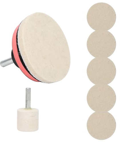 Phefop Kit de Removedor de Rasguño de Vidrio, 100 G de Polvo de óxido de Cerio con Almohadillas de Lana y Adaptador de Taladro para la Restauración de Faros del Parabrisas del Automóvil