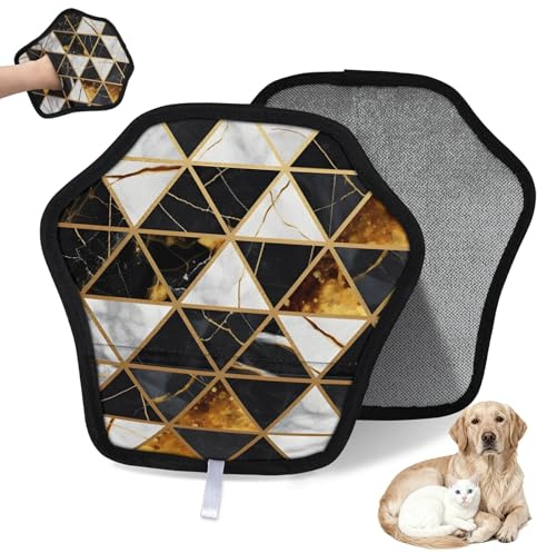 WowPrint Art Marble Triangle Pet Hair Removal Glove for Cat Dog Reusable Electrostatic Pet Hair Gloves Brush Tool for Couch Clothing Carpet Furniture Car Seat 2 Pack