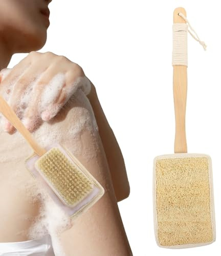 Estropajo Espalda Para Ducha Cepillo de Baño de Natural con Mango y | Esponja Exfoliante Corporal para Amigos, Padre, Hombres, Familia, Mujeres, Madre