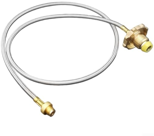 Tuyau adaptateur extérieur pour GPL pour systèmes de carburant Taiwan avec prise en cuivre et maille en acier inoxydable 304 conçu pour un transfert efficace de bidon plat (tuyau adaptateur)