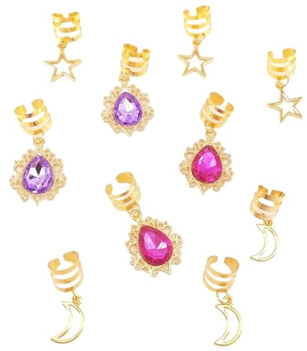 80 pz Stella Luna Scava Fuori Anello for Capelli Intrecciatura Dread Serrature Dreadlock Perline Copricapo Fascino Treccia Tubi Gioielli Per Trecce(Color 1)