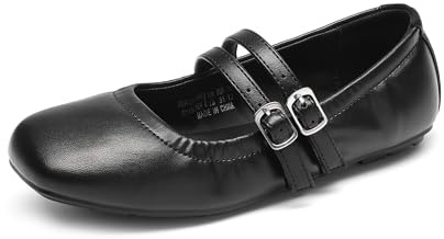 DREAM PAIRS Girls Dress Shoes Slip on Ballerina Flats Mary Jane Ballet Shoes for Wedding/Party,Size 3 Little Kid,Black,SKFA26004K