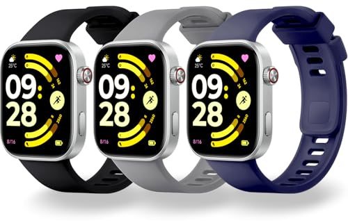 Monuary 3 Cinturini per Redmi Watch 6/5/4 e Xiaomi Smart Band 10/9/8 Pro | Silicone morbido e leggero, traspirante e resistente al sudore, regolabile 135-220 mm, cambio rapido, sport e uso quotidiano