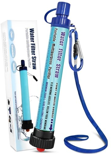 DeFe Filtre Eau Personnel 2000L Système de Filtration d'eau Élimine 99,9% des Bactéries Filtre à 0,01 Microns Paille Eau Potable pour Randonnée Voyage Backpacking Camping Survie…