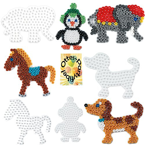 HHO HAMA Stiftplatten-Set für Midi Perlen Tierkinder Tierbabys Pinguin Hund Elefant Pferd 4 Stück
