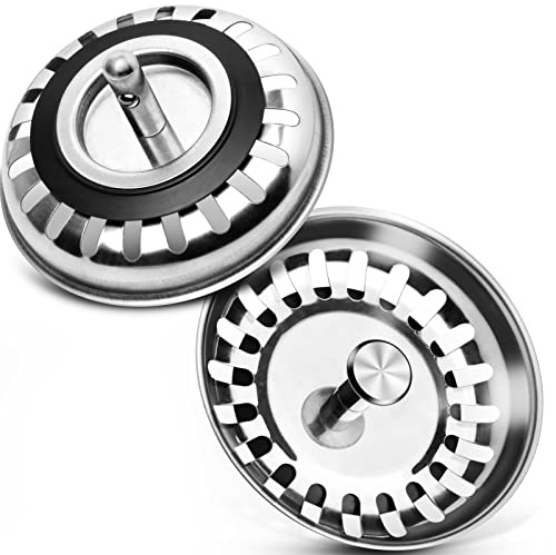 Spüle Plug Loch Sieb, 2 PCS 80 mm Edelstahl Spüle Displayschutzfolie Abfall Stopper für Küche Badezimmer Dusche (8cm)