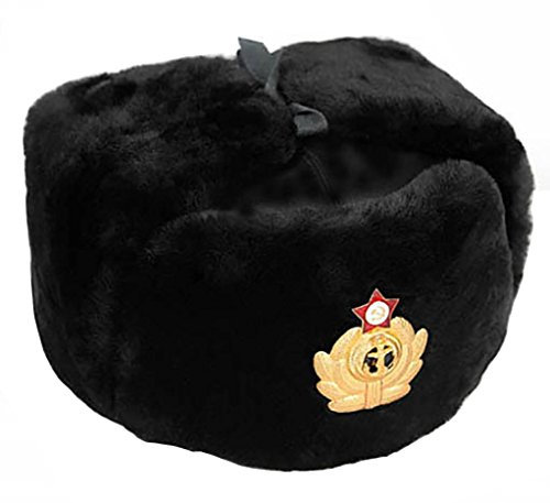 Cucuba® RUSSISCHE SCHWARZ SCHAPKA USCHANKA WINTERMÜTZE MILITÄRMÜTZE DER RUSSISCHE Marine - Geschenkidee (Größe: 62 Size XXL (EU))