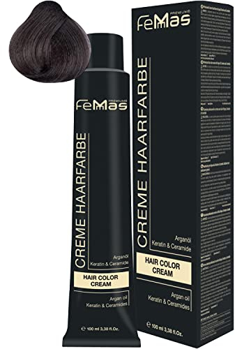 FemMas Haarfarbe Dunkelblond Asch 6.1 I Creme Haarfarbe mit Arganöl, Keratin & Ceramiden I Als dauerhafte Haarfärbung oder Tönung für strahlende, haltbare Farbergebnisse I 100 ml