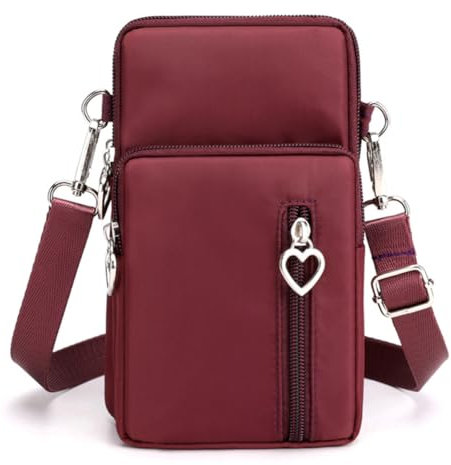 JANKS Damen-Umhängetasche – Crossbody Bag für Damen mit Handy-Portemonnaie, Nylon Kleine Handy Geldbörsen, Arm Tasche，Mini Handy Schultertasche ür Handy unter 6.7 Zoll