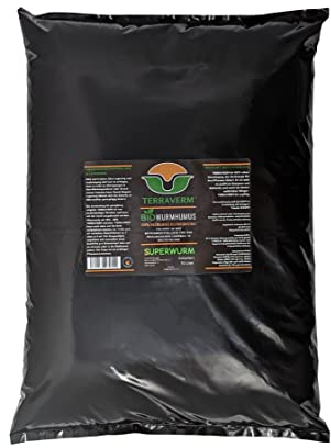 10 Liter TerraVerm BIO Wurmhumus -Pflanzenerde für Balkon und Garten -Dünger für Hochbeet, Kräuter, Gemüse, Blumentopf - chemiefrei - biologisch, organisch, natürlich