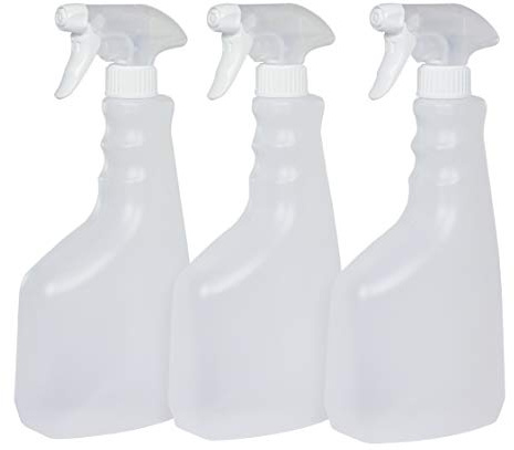 Super Net Cali Botella pulverizador vaporizador de plástico. 750 ml. Rellenable para jardín, Limpieza, Industria, hogar y Profesional. Resistente Productos químicos. (3 Unidades, Traslúcido)