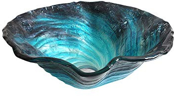 HomeLava Mini lavabo design en verre trempé - Petit lavabo de salle de bain avec bonde pour WC d'invités - 425 à 450 mm - Sans robinet
