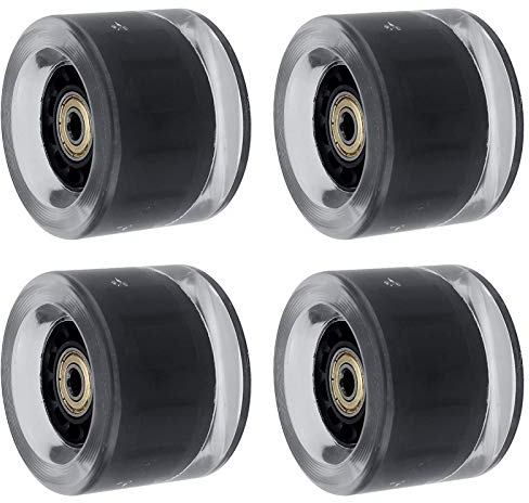 JHKJ LED Flash Skateboard Wheel Skateboard Wheels Mit Lagern und Cruiser Wheels (4Er Pack) für Outdoor Night Skating Longboard Räder im Freien Skateboard Rollen,Schwarz